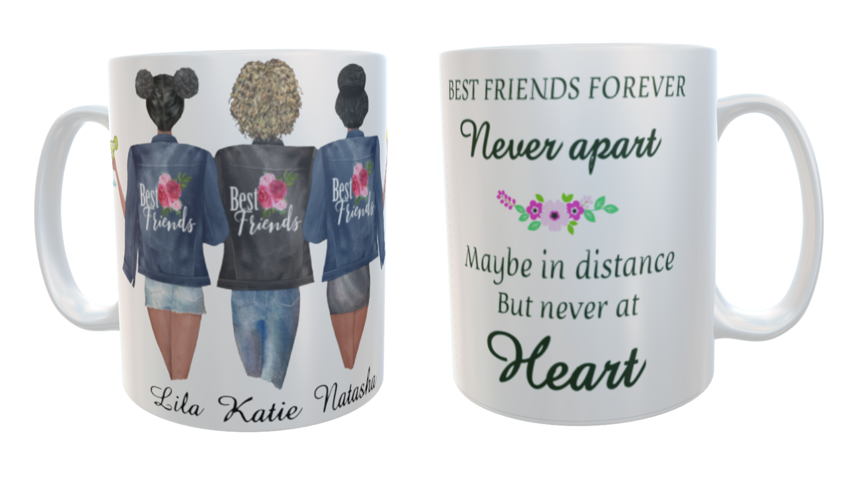 3 Best Friends Forever Mug, Custom Best Friend, Personalised Mug